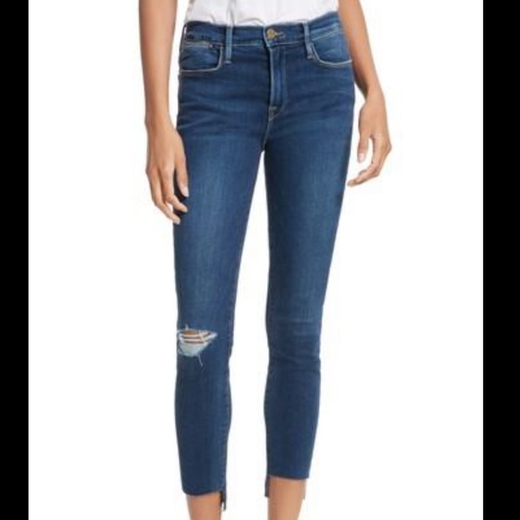 FRAME Le High Skinny Staggered Hem Baisley Jean 27 - Picture 7 of 7